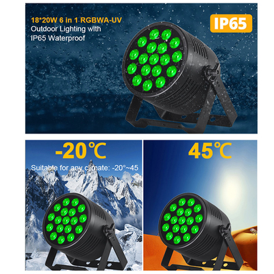 DJ Light 18pcs 20W 6IN1 RGBWA-UV Flat Par Outdoor Architectural Wash Light IP65 18x20W LED Waterdicht Par