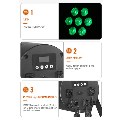 Waterdicht draadloos DMX Buiten 7x20W RGBWA UV 6in1 IP65 LED Par Light Uplight Buiten