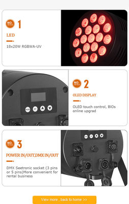 18x20w Led Par Lichtbalk Rgbwa Uv 6in1 Aluminium Dmx Podiumlicht voor Bruiloft Dj Feest Disco Club