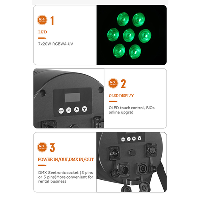 7x20w IP65 DMX512 Stage Bar Party Lights RGBWA-UV 6in1 LED PAR Can Light DJ Disco Party