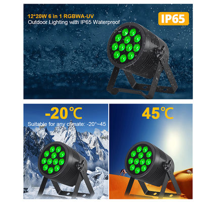 Professionele IP65 Waterdichte LED Par Light 12x20W RGBWA + UV 6in1 DMX512 Stage Wash Light voor Outdoor Wedding Party Event DJ Disco