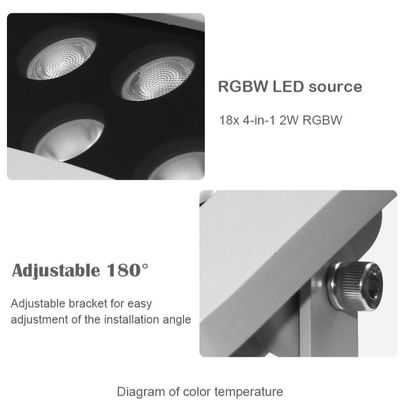 36W LED overstromingslicht met kleurveranderende functie voor buitenboomverlichting IP65 Aluminiumlamp lichaam AC stroomvoorziening