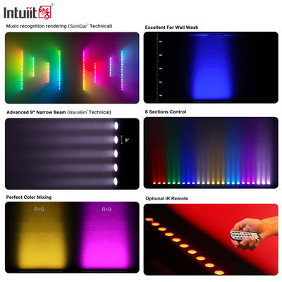 Professionele 9 graden smalle straal LED wandwasser 24x2W RGBW 4in1 DMX512 Indoor lineaire was lichtbalk voor podium evenement