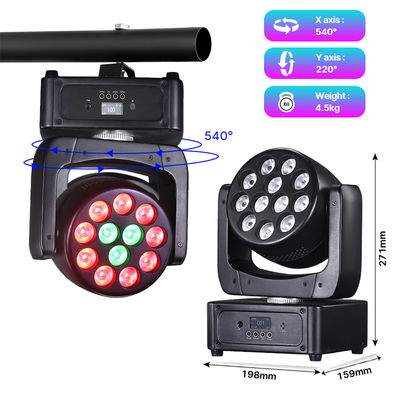 12x8W RGBW LED Moving Head Wash Stage Light Disco Party Beam Effect DMX-besturing voor Nacht Themapark
