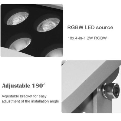 Professionele RGBW LED Gebouw Boom Schijnwerper Waterdicht IP65 DMX512 LED Schijnwerper voor Buitengevelverlichting 36W