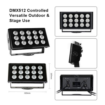 15x5W RGBW 4-in-1 IP65 Outdoor LED Flood Light ‡ DMX512 Waterdicht breed licht voor tuin-, podium- en gebouwverlichting