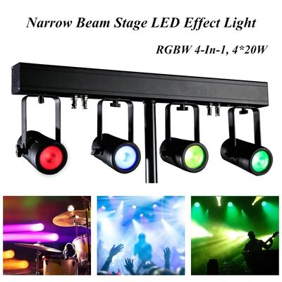 4x20W RGBW 4-in-1 LED PAR Uplighting Kit 4.5° Narrow Beam DMX512 Stage Wash System voor bruiloften, DJ's & Events
