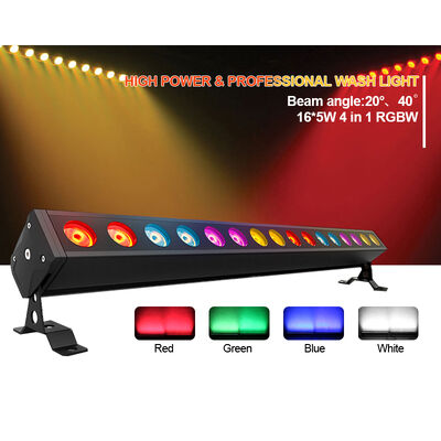 16x5W RGBW 4-in-1 IP65 Outdoor LED Linear Wall Washer — 82W DMX512 Waterproof Wash Light for Building, Bridge & Landscape