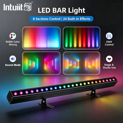 24x2W RGBW 4-in-1 LED Lineaire Wall Washer Bar — DMX512 Geluidsgestuurde Stage Wash Light voor Gebouwen & Evenementen