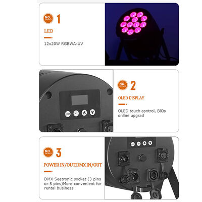 12*20W RGBWA+UV 6in1 LED Par Light IP65 Outdoor Waterproof DMX512 Stage Uplighting voor bruiloft DJ Party