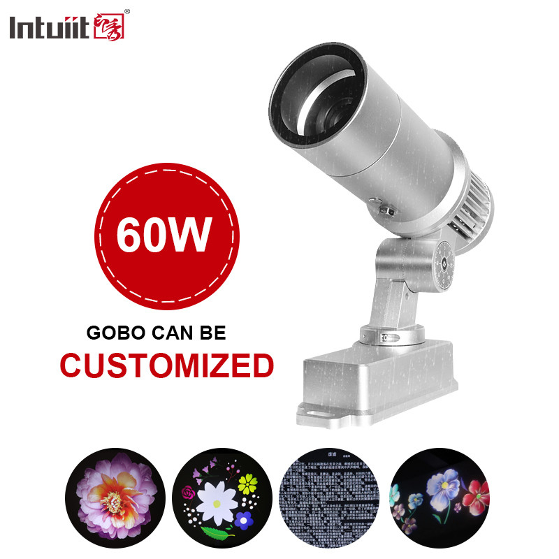 60W Gobo Projector Custom Logo Led Light HD Image Voor Outdoor Ip65 Roterende Reclame Projectie Licht Voor Bruiloft