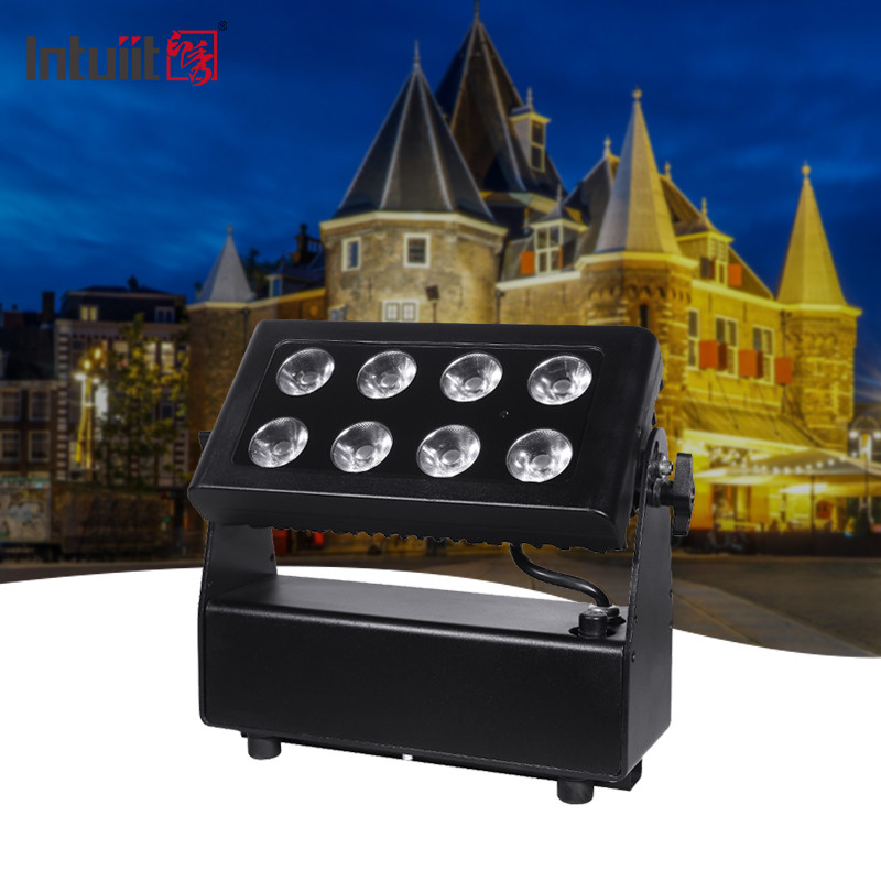 Waterdicht, op batterijen aangedreven stadsverlichting, kleurenwasverlichting Projector 8X15W RGBW LED's DMX512 Control led stage lichten