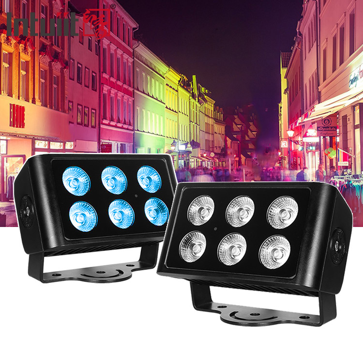 Buiten kleurrijk licht 6X5W Led wandwaslamp Buiten tuin led waslamp Rgbw Dmx Led overstromingslicht