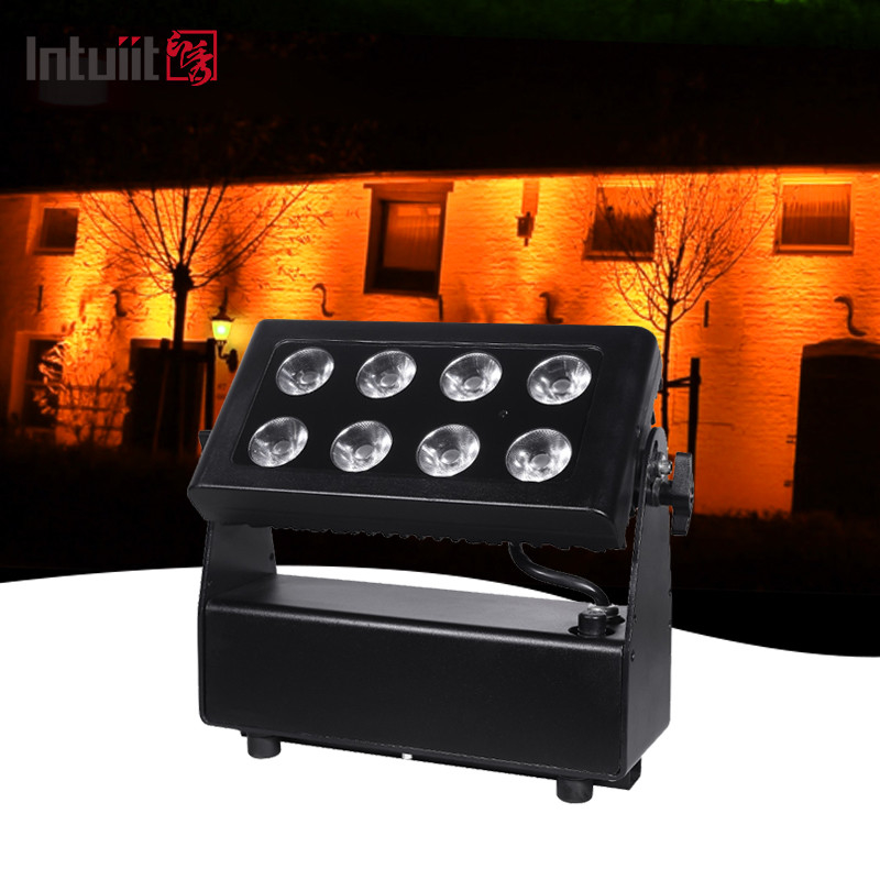 Waterdicht, op batterij aangedreven, draadloos, stadslichtprojector 8x15W RGBW LED's