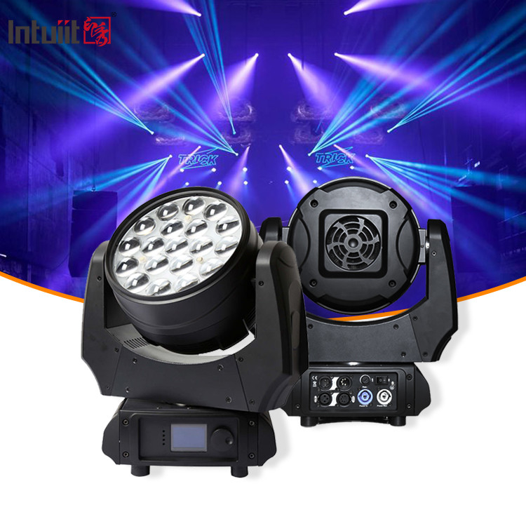 Bewegende koplampen 19x15W Zoom DJ-lampen RGBW LED-straal Wasverlichting Effekt Bühnenlicht Voor Rave Activiteit Disco Evenementen Show KTV