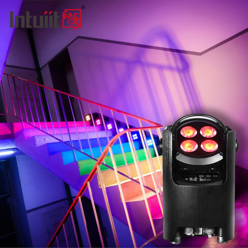 4*12W 4-in-1 RGBW Dj Wedding Battery Powered LED Uplight WIFI Draadloze disco Stage lichten