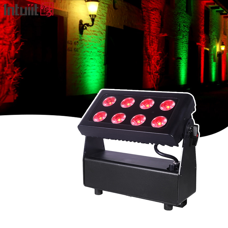 8X15W stadslicht RGBW 4in1 IP54 waterdicht wandwasser licht voor DJ bar buiten concert podium accu aangedreven