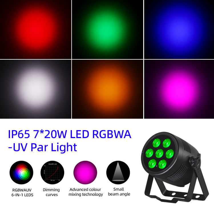 LED Par Lights 6-in-1 Stage Uplights 7x20W RGBWA-UV DMX512 Besturing Outdoor DJ Verlichting Voor Podiumfeest Club Disco Bruiloft Evenementen
