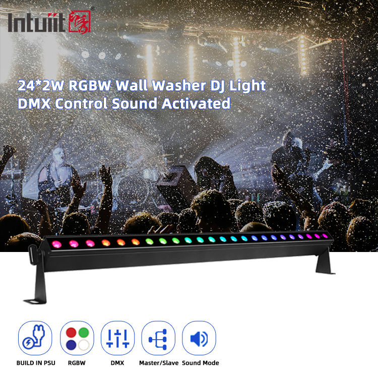 Sound Control 24pcs*2w DMX512 RGBW 4in1 Pixel Lineaire Bar Led Wandwasser Licht Professionele Verlichting