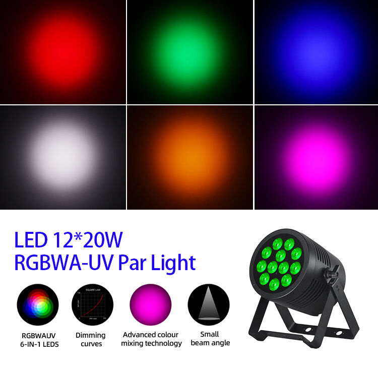 Professionele IP65 Waterdichte LED Par Light 12x20W RGBWA + UV 6in1 DMX512 Stage Wash Light voor Outdoor Wedding Party Event DJ Disco