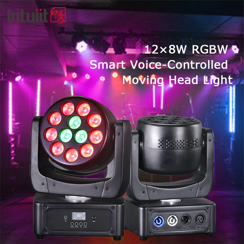 12X8W RGBW 4IN1 LED bewegende hoofdwasstage licht voor evenement feest verlichting geluid geactiveerd
