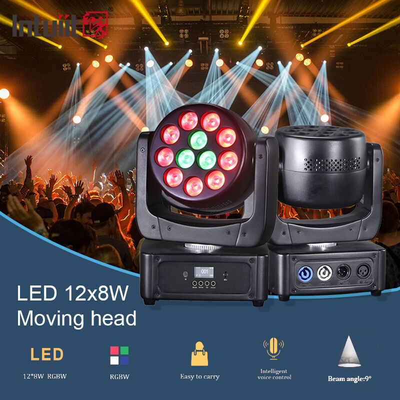 Stage Light Factory 12x8W RGBW LED Wash Moving Head Light met geluidsgeactiveerde DMX512-besturing