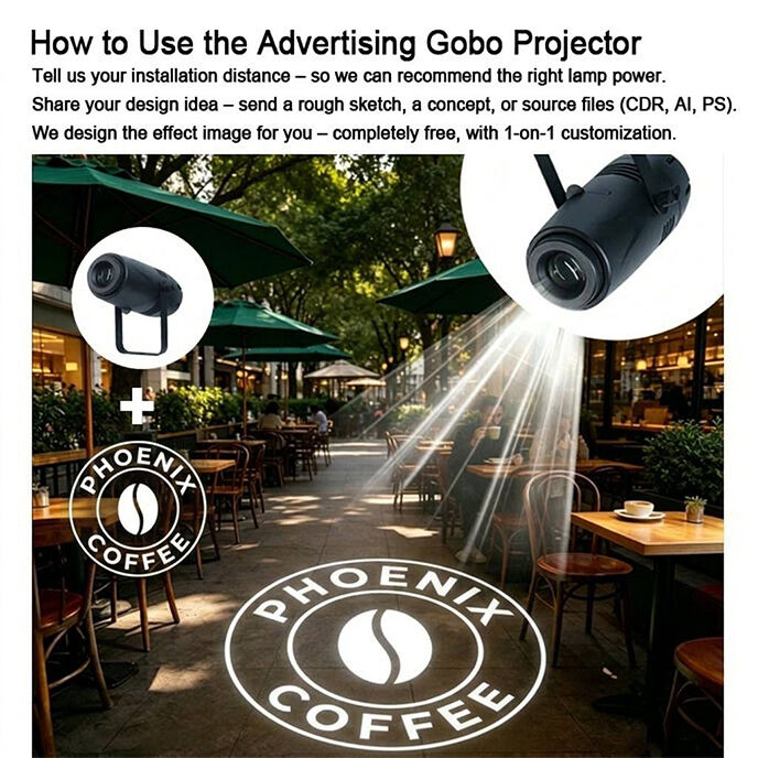Gratis Custom Logo Gobo Projector Advertentie Lamp 40W LED Sign Wall Projection Lamp IP20