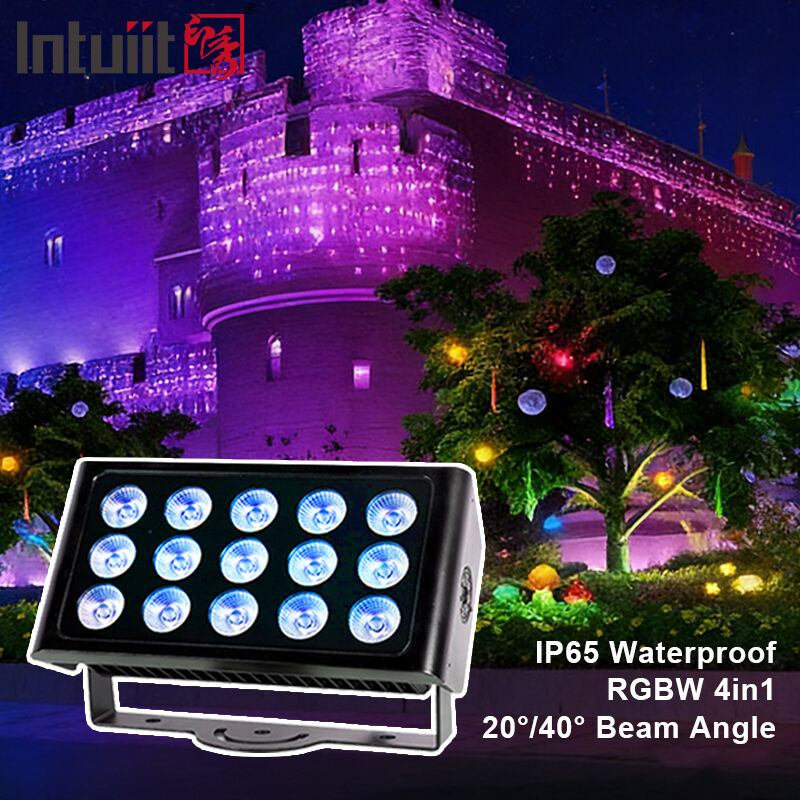 Professionele IP65 Waterdicht LED Flood Light 15x5W RGBW 4 in 1 Outdoor Landscape Spot Light Aluminium Architectural Wash Light