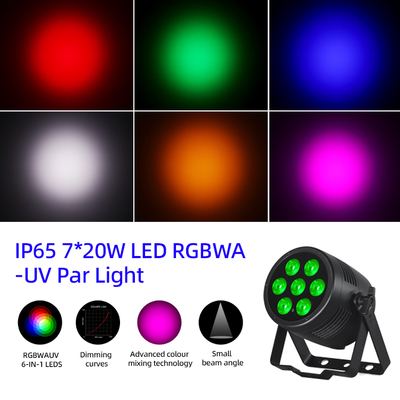 LED Par Lights 6-in-1 Stage Uplights 7x20W RGBWA-UV DMX512 Besturing Outdoor DJ Verlichting Voor Podiumfeest Club Disco Bruiloft Evenementen