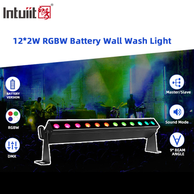 IP20 Draadloos 12x2W 0,5m 4in1 Batterij aangedreven Led Wandwasser Lampen Bühnenlicht