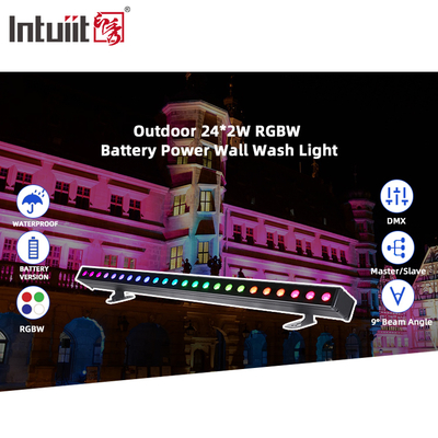 Batterijvoeding 24x2W DMX512 LED Wall Washer IP65 Waterdicht met RGBW-effecten voor commerciële buitenverlichting