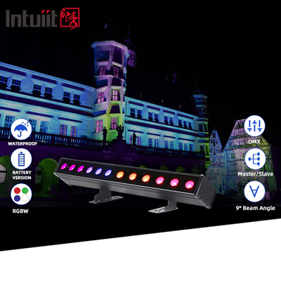 IP65 accu aangedreven led wandwasser 12pcsx2W Rgbw 4in1 led bar licht voor buiten