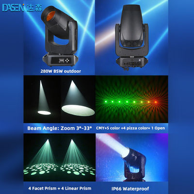 2025 BSW 280W LED Moving Head Stage Light DMX512 Beam Spot Wash 3in1 voor DJ Disco Show CMY