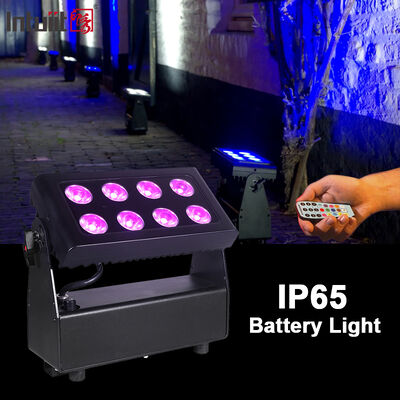 Buiten IP65 Waterdicht 8x15W RGBW 4 in 1 Batterij aangedreven Draadloos DMX LED Flood Light Stage Wash Light