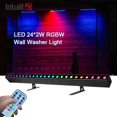 Hot Koop 4in1 RGBW LED 24*2 W Wall Washer Lineaire Strip Licht Geluid Gecontroleerde DMX Stage Wash lamp voor Nachtclub